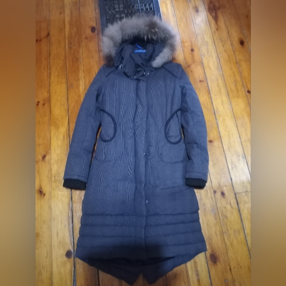 Down Soia & Kyo Parka - Microplaid with Fur Hood - Picture 1 of 4